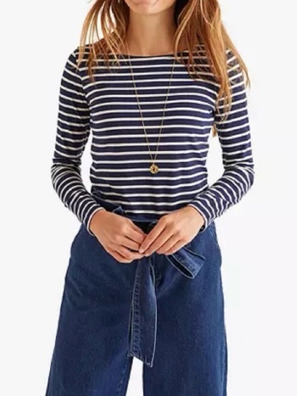 Boden Great Breton Classic French Navy and White Striped Long-Sleeve Tee | 8